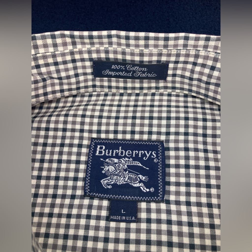 Vintage Burberrys Men’s Shirt Nova Check Plaid Long Sleeve Size L Made In Usa